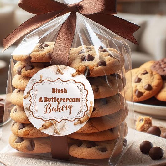 Sticker Rond Vintage Buttercream Bakery Branding