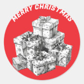 Sticker Rond Vintage Cadeaux Rouge (Devant)
