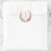 Sticker Rond Vintage cadre fleuri mariage (Sac)