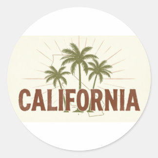 Sticker Rond Vintage California Sweatshirt | Retro Palm Tree St