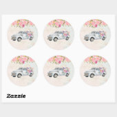 Sticker Rond Vintage Camion Pickup Russe Merci d'aquarelle (Feuille)