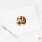 Sticker Rond Vintage Cavalier King Charles Peinture espagnole (Enveloppe)