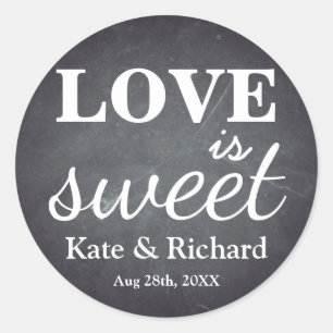 Sticker Rond Vintage Chalkboard Love is Sweet Mariage