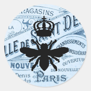Sticker Rond Vintage Chic Paris Ephemera Reine Bee Silhouette