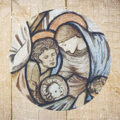 Sticker Rond Vintage Christian Noël Nativité Manger