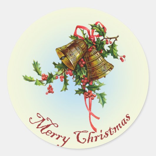 Sticker Rond Vintage Christmas Bells (Devant)