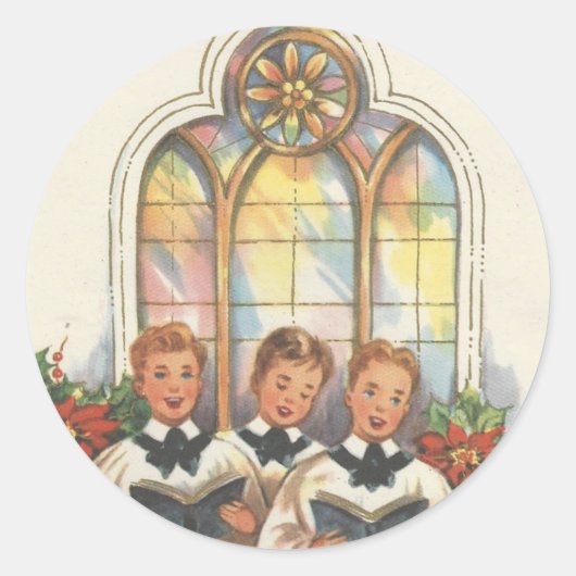 Sticker Rond Vintage Christmas Choir Boys (Devant)