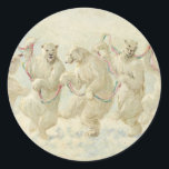 Sticker Rond Vintage Christmas, The Polar Bear Dance (1915)<br><div class="desc">Vintage de Noël extraordinaire La Danse de l'ours polaire (1915) par Frederick Stuart Church (American,  1842-1924). Super autocollants de Noël rétro.</div>