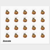 Sticker Rond Vintage Citrouille d'Halloween Kitty (Feuille)