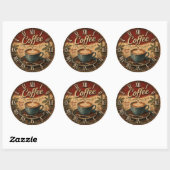 Sticker Rond Vintage Coffee (Feuille)