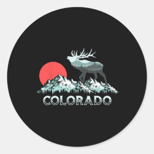 Sticker Rond Vintage Colorado Chasseur d'Elk Conservation Retro