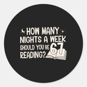 Sticker Rond Vintage Combien de Nuits de Lecture 67 Meme Amoure