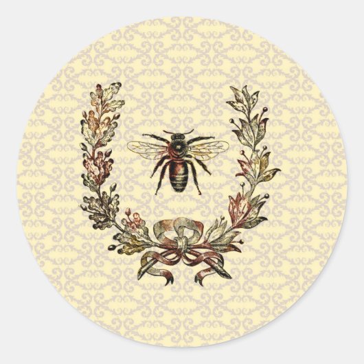 Sticker Rond Vintage couronne d'abeilles (Devant)