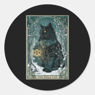 Sticker Rond Vintage Creepmas Le Chat de Yule Carte de Tarot No
