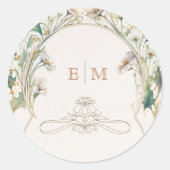 Sticker Rond Vintage Daisy Art Nouveau par Mucha (Devant)