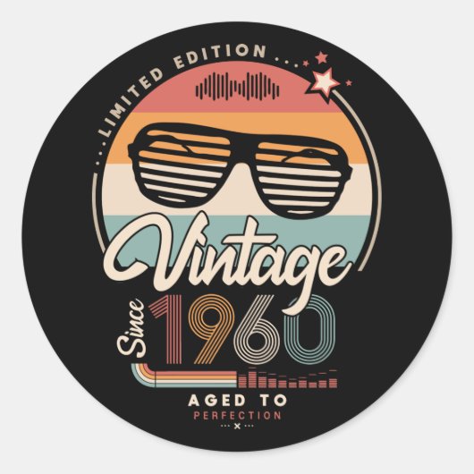 Sticker Rond Vintage depuis 1960 (Devant)