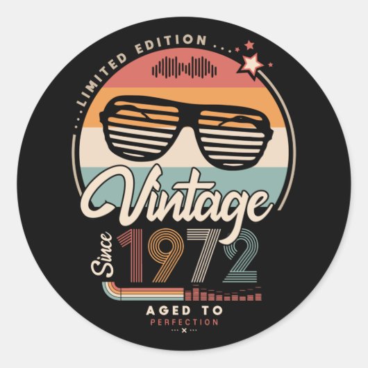 Sticker Rond Vintage depuis 1972 (Devant)