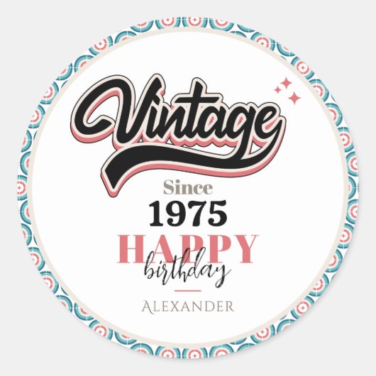 Sticker Rond Vintage depuis - 1975 (Devant)