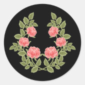 Sticker Rond Vintage Dusty Pink Roses Floral Pattern - Romantic (Devant)