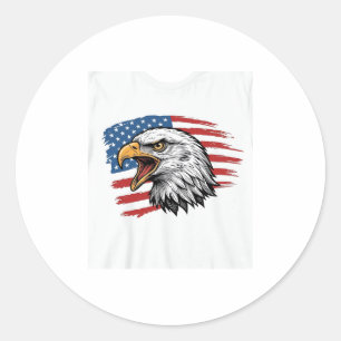 Sticker Rond Vintage Eagle Drapeau Patriote Vector Design de T-