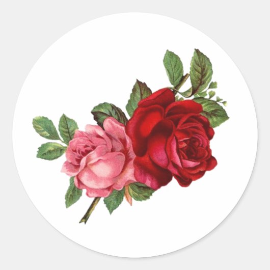 Sticker Rond Vintage élégant rose rose rouge (Devant)