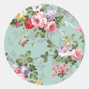 Sticker Rond Vintage Elegant rose Roses Motif