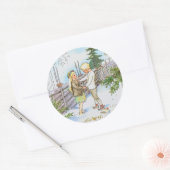 Sticker Rond Vintage Elsa Beskow Enfants Neige (Enveloppe)