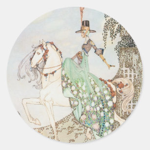 Sticker Rond Vintage Fairy Tale, Princesse Minette, Kay Nielsen