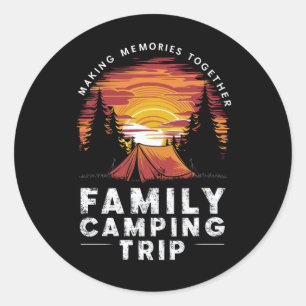 Sticker Rond Vintage Famille Camping Trip 2024 Matching Group
