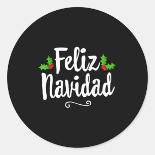 Sticker Rond Vintage Feliz Navidad Rétro Noël Mexicain Espagnol