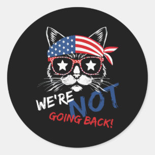 Sticker Rond Vintage fille chatte sans enfant Nous ne retourner