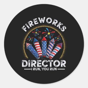 Sticker Rond Vintage Fireworks Directeur Je Vous Exécute 4ème D