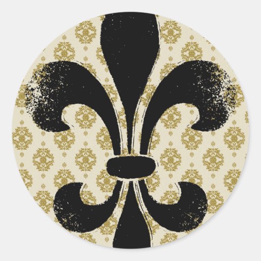Sticker Rond Vintage Fleur de lis (Devant)