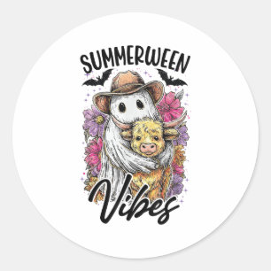 Sticker Rond Vintage Flora Ghost Cow Pumskin Shirt Summerween V