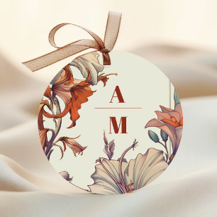 Sticker Rond Vintage Floral Art Nouveau Mariage