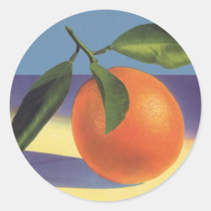 Sticker Rond Vintage Fruit Crate Art Étiquette, Oranges juives