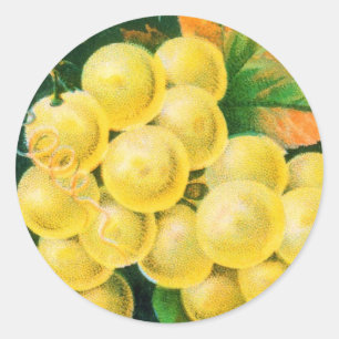 Sticker Rond Vintage Fruit Crate Art Étiquette, Raisins de Masc