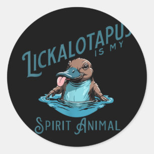 Sticker Rond Vintage Funny Lickalottapus Est Mon Esprit Animal