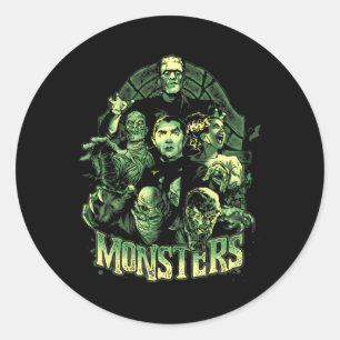 Sticker Rond Vintage Funny Monster Mash Frankenstein Horror Mov