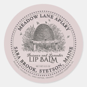 Sticker Rond Vintage Garden Skep Beeswax Lip Balm