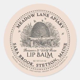 Sticker Rond Vintage Garden Skep Beeswax Lip Balm