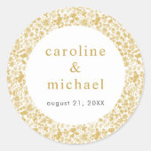 Sticker Rond Vintage Golden Ditzy Floral Mariage (Devant)
