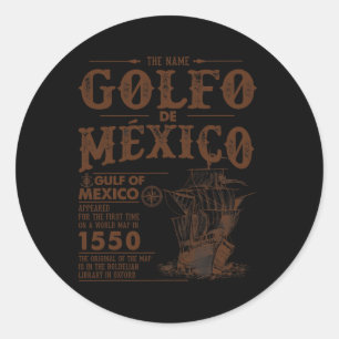 Sticker Rond Vintage Golfe Du Mexique Nom Carte Origine Depuis