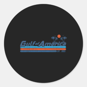 Sticker Rond Vintage Golfe D'Usa America Est 2025 Plage Palm Gu