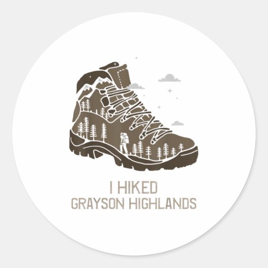 Sticker Rond Vintage Grayson Highlands Camping Randonnée Boot (Devant)