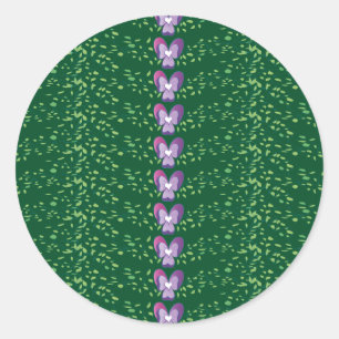 Sticker Rond Vintage Green Floral Violets fond d'écran motif