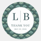 Sticker Rond Vintage Green Leaf Motive (Devant)