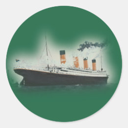 Sticker Rond Vintage Green Titanic Ship Noël
