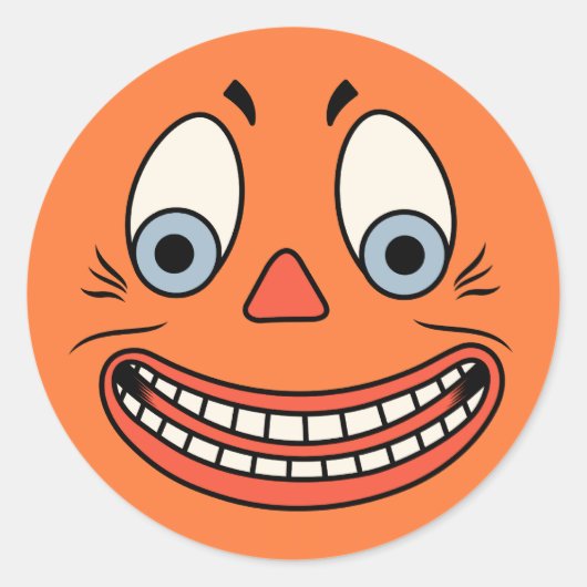 Sticker Rond Vintage Halloween Allemand Jack O'Lantern Face (Devant)