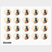 Sticker Rond Vintage HALLOWEEN Chat noir (Feuille)
